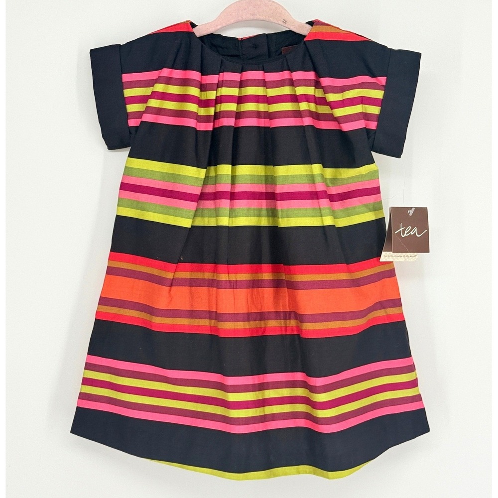 Tea Collection Kids Pinata Stripe Sateen Cotton Party Dress Size 12-18M Modern